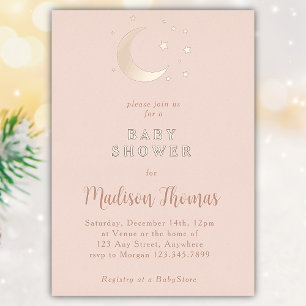 Invitation En Aluminium Baby Shower Lune et Étoiles