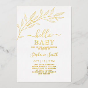 Invitation En Aluminium Baby Shower Or