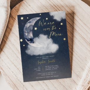 Invitation En Aluminium Baby Shower « Over The Moon » Réel