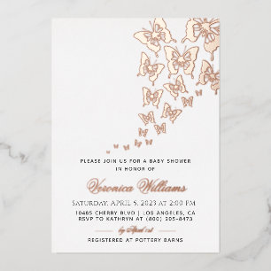 Invitation En Aluminium Baby shower papillon