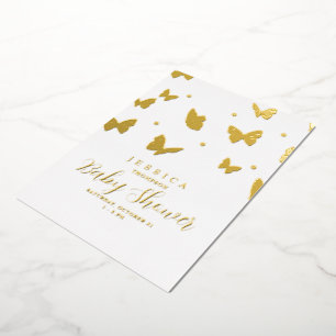 Invitation En Aluminium Baby Shower Papillons dans l'Air Or