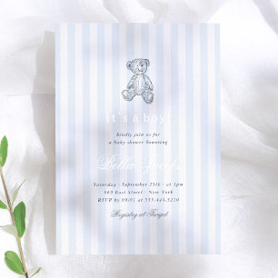 Invitation En Aluminium Baby-shower pour garçon sur le thème d'un ours en 