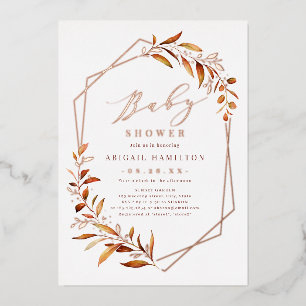 Invitation En Aluminium Baby shower rustique géométrique de la verdure aut