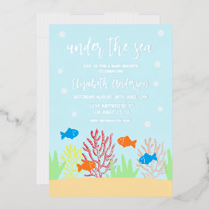 Invitation En Aluminium Baby shower Sea Life