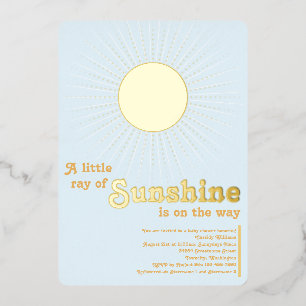 Invitation En Aluminium Baby shower Soleil Soleil Soleil Bleu Or