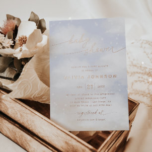 Invitation En Aluminium Baby Shower sur le thème des nuages