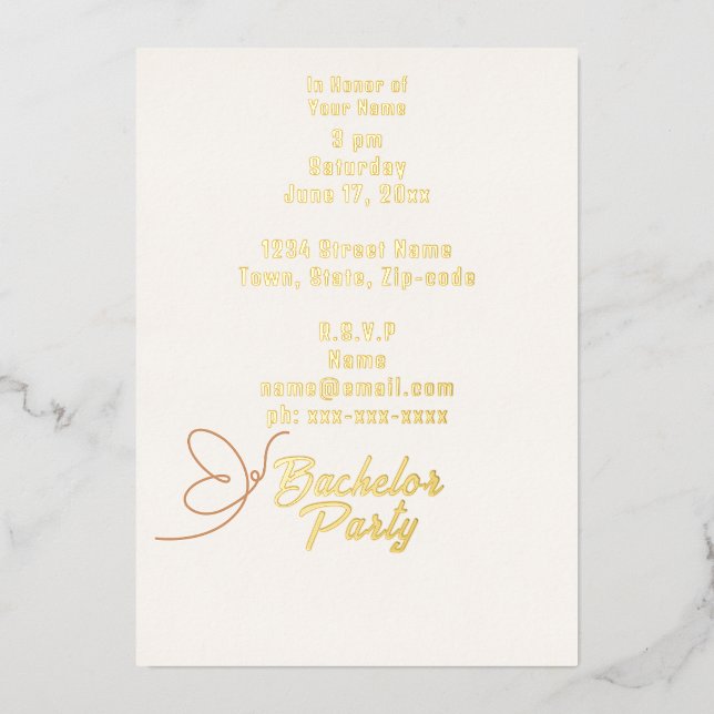 Invitation En Aluminium Bachelor à fleurs de pêche tropicale (Recto)