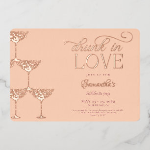 Invitation En Aluminium Bachelorette Buve In Love Champagne Tower Peach