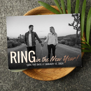Invitation En Aluminium Bague du Nouvel An Enregistrer la Date