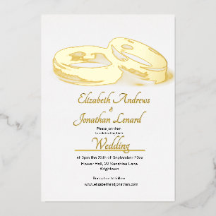Invitation En Aluminium Bagues élégantes mariages Gold Foil Simple