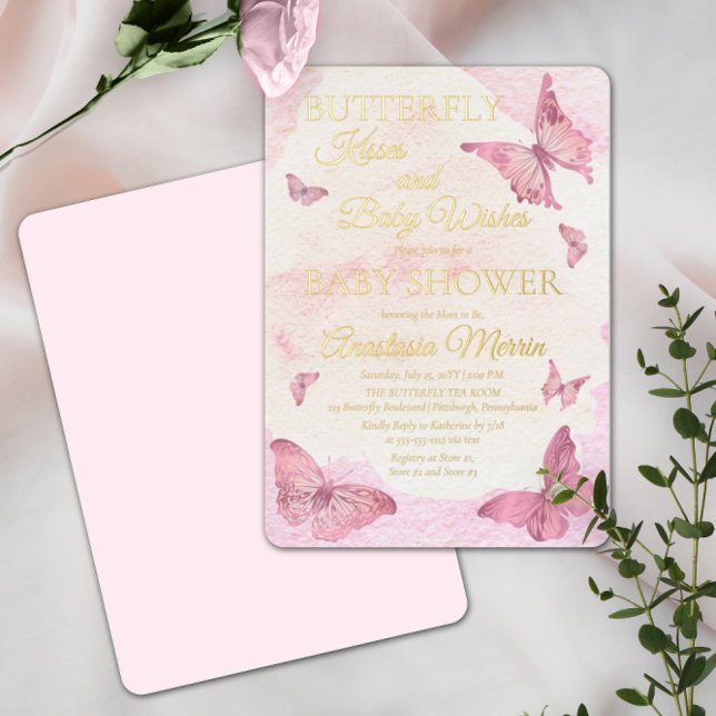 Invitation En Aluminium Baisers à papillon et voeux de bébé Baby shower fi (Créateur téléchargé)