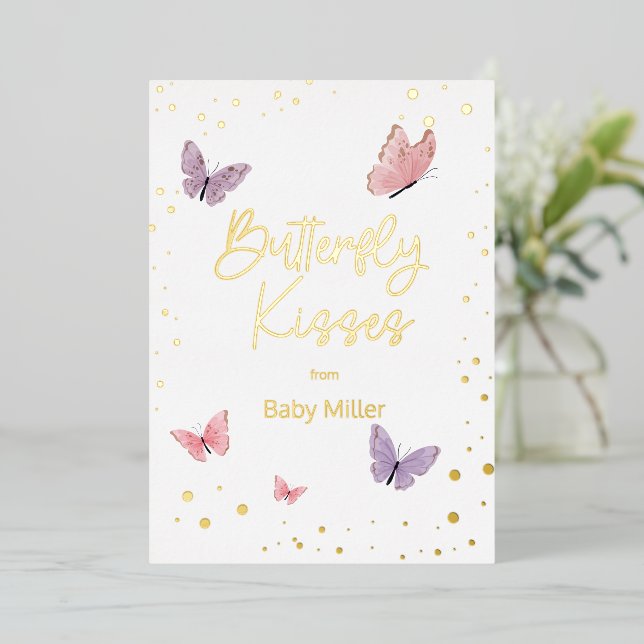 Invitation En Aluminium Baisers de papillon Merci  (Debout devant)