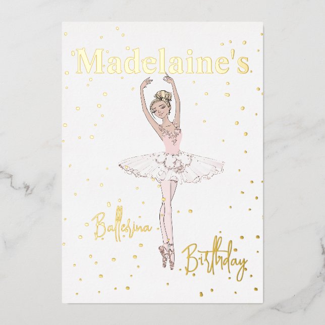 Invitation En Aluminium Ballerina Pink TuTu Girls Birthday Party (Recto)