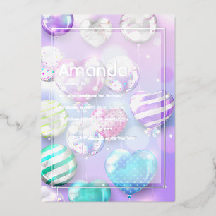 Invitation En Aluminium Balloon Bokeh fête d'anniversaire