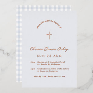 Invitation En Aluminium Baptême Baptême Bleu En vichy Fhuile Christening I
