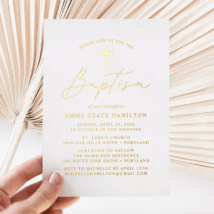 Invitation En Aluminium Baptême de style minimaliste moderne