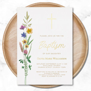 Invitation En Aluminium Baptême floral