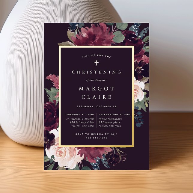 Invitation En Aluminium Baptême ou baptême en fleurs de prune (Créateur téléchargé)