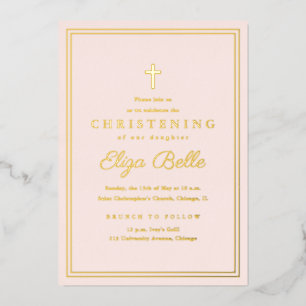 Invitation En Aluminium Baptême Religieux Or Classique