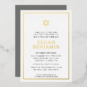 Invitation En Aluminium BAR MITZVAH moderne minimaliste étoile frontière g