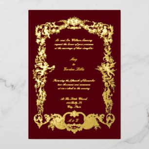 Invitation En Aluminium Baroque Rococo Floral Antique Guirlandes & Chérubi