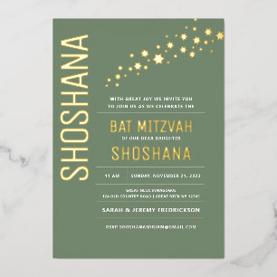 Invitation En Aluminium Bat Mitzvah Moderne Élégant OR VÉRITABLE