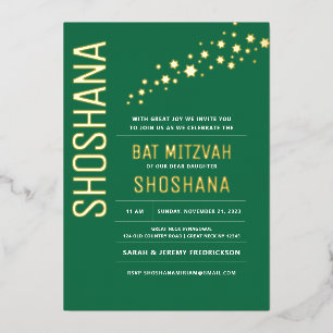 Invitation En Aluminium Bat mitzvah Moderne Élégant VRAI OR