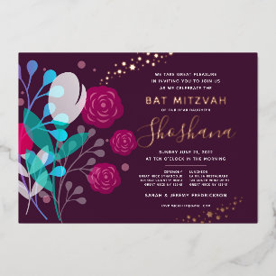 Invitation En Aluminium Bat mitzvah Real Rose Gold tendance Foil Invitatio