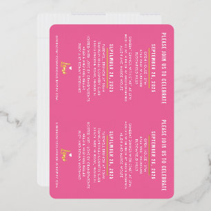 Invitation En Aluminium BAT MITZVAH script moderne rose doré joli