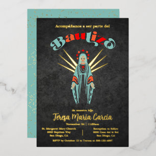 Invitation En Aluminium Bautizo Virgen de Guadalupe Baptême Mère Mary Fo