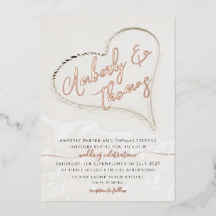 Invitation En Aluminium Beach Heart in the Sand Mariage