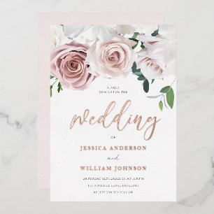 Invitation En Aluminium Beau Blush Roses Élégant mariage Rose Or