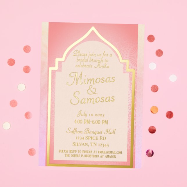 Invitation En Aluminium Beau brunch nuptial indien Mimosas et Samosas (Créateur téléchargé)