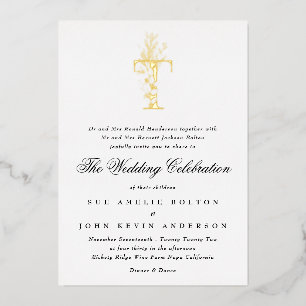 Invitation En Aluminium Beau Élégant Floral OR Monogramme Mariage