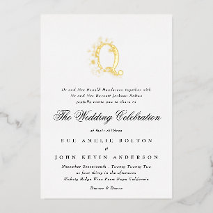 Invitation En Aluminium Beau Élégant Floral OR Monogramme Mariage