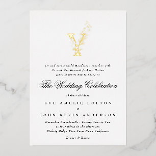 Invitation En Aluminium Beau Élégant Floral OR Monogramme Mariage