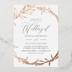 Invitation En Aluminium Beau Rose feuille d'or Mariage d'huile d'huile