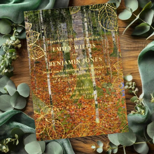 Invitation En Aluminium Beaux-arts Gustav Klimt Forêt Nature Mariage