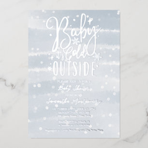 Invitation En Aluminium Bébé il fait froid à l'extérieur Fête prénatale po