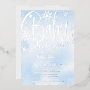 Invitation En Aluminium Bébé Il fait froid dehors Hiver Baby shower garçon