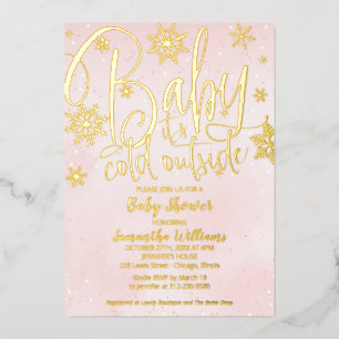 Invitation En Aluminium Bébé Il fait froid dehors Hiver Fille Baby shower 