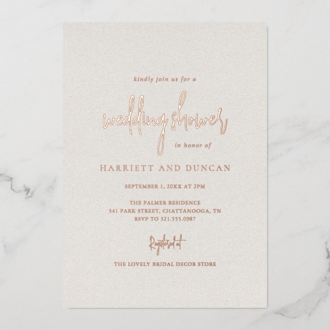 Invitation En Aluminium Beige neutre intemporel Elégant Mariage Douche (Recto)