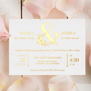 Invitation En Aluminium Belle typographie de mariage à l'ampersand floral