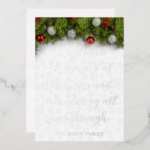 Invitation En Aluminium Belles Bénédictions de Noël Holly et Ornament