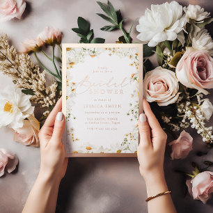Invitation En Aluminium Belles Fleurs Blanches Rose Gold Mariage