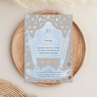 Berceau d'antiquité bleu et gris Baby shower Rose