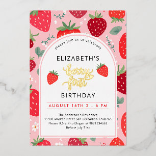 Invitation En Aluminium Berry First Cust 1er Birthday Strawberry Photo