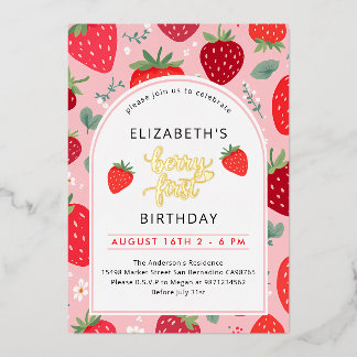 Invitation En Aluminium Berry First Cust 1er Birthday Strawberry Photo