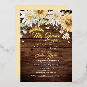 Invitation En Aluminium Beurre d'or de tournesol rustique Quinceanera