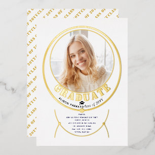 Invitation En Aluminium Bijoux en ossature or inspiré blanc de graduation 